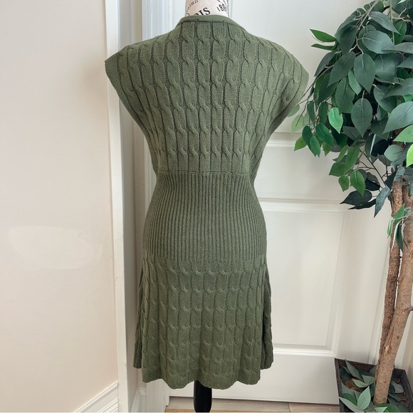 Mandee Cable Knit Bat Sleeve Duster Cardigan Green Sz L - Picture 10 of 16